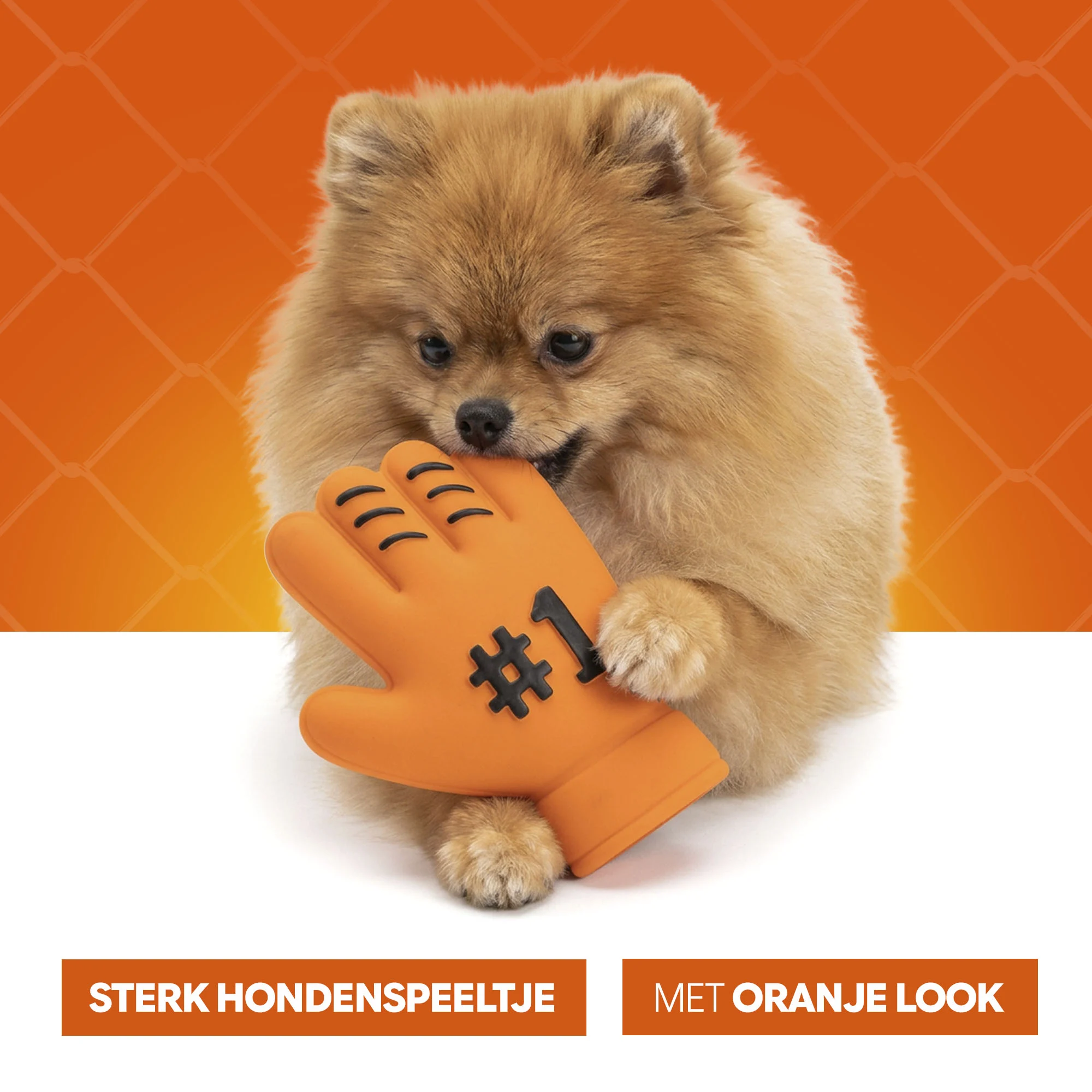 Jouet pour chien en forme de gant, en latex, orange – Holland WK Handschoen – Image 6