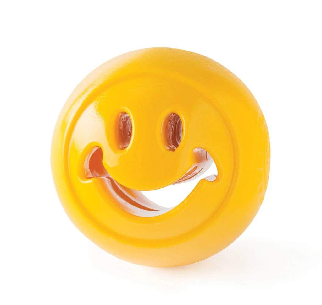 Balle distributrice de nourriture en TPE jaune 6 x 6 cm – Outward Hound (Kyjen) Orbee-Tuff Nooks – Image 1