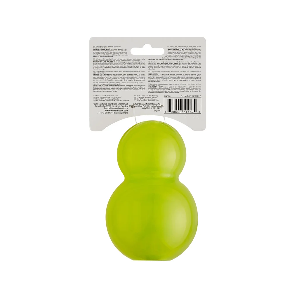 Jouet à mâcher à remplir L Vert, 12 x 7,5 cm – Outward Hound (Kyjen) Double-Tuff – Image 3