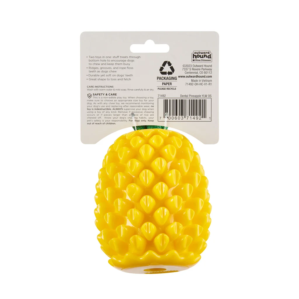 Jouet à mâcher avec corde et parfum fruité – Outward Hound (Kyjen) Dental Pineapple – Image 3