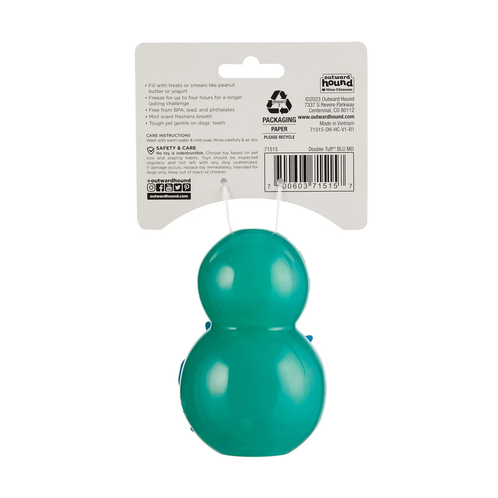 Jouet à mâcher à remplir M bleu, 10 x 6 cm – Outward Hound (Kyjen) Double-Tuff – Image 2