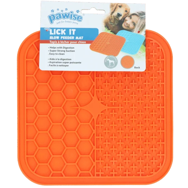 Tapis de léchage pour chiens avec ventouses, 21 x 21 cm, coloris assortis – Pawise Dog Lick Mat