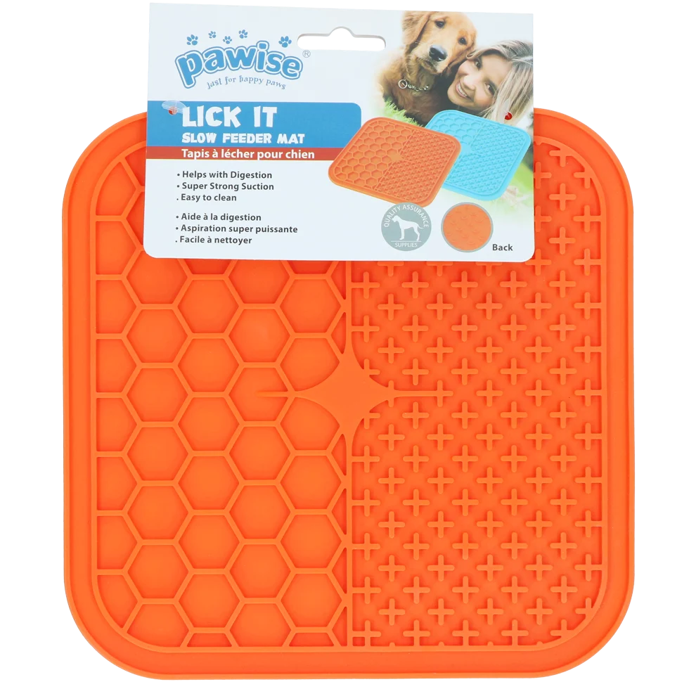 Tapis de léchage pour chiens avec ventouses, 21 x 21 cm, coloris assortis – Pawise Dog Lick Mat – Image 1