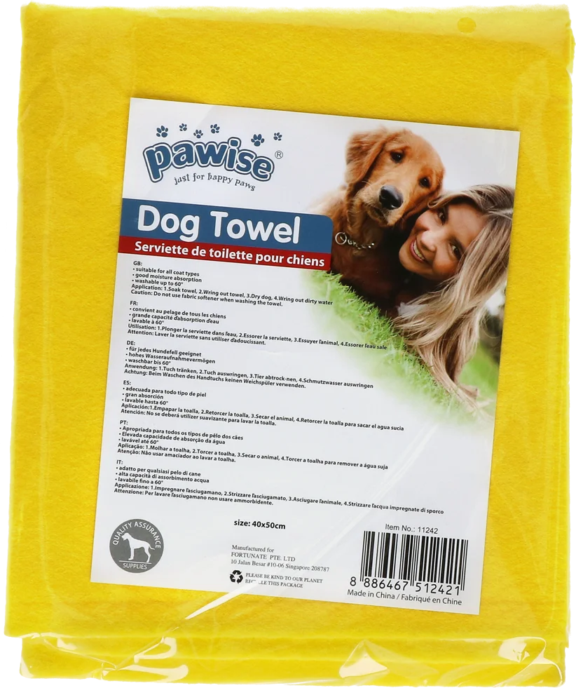PAWI11242.png Serviette pour chien pour le pelage mouillé et les pattes, 40 x 50 cm – Pawise Dog Towel – Image 1