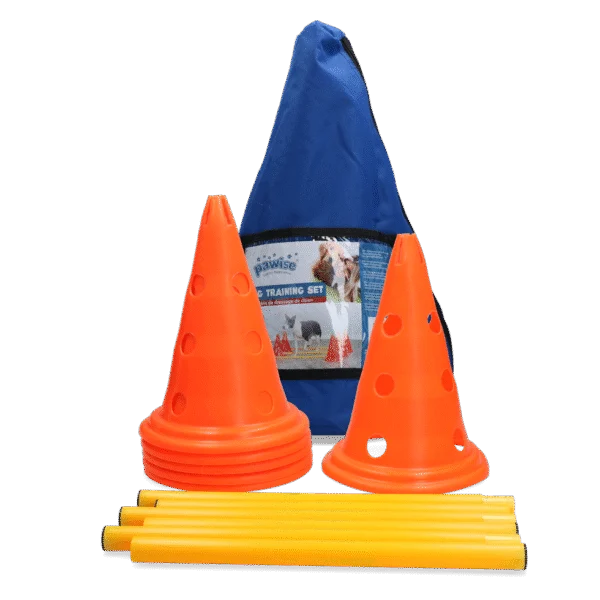 Kit d’agility pour chiens avec 6 cônes et 3 barres – Pawise Dog Agility Training Set