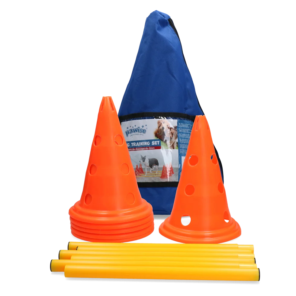 Kit d’agility pour chiens avec 6 cônes et 3 barres – Pawise Dog Agility Training Set – Image 1