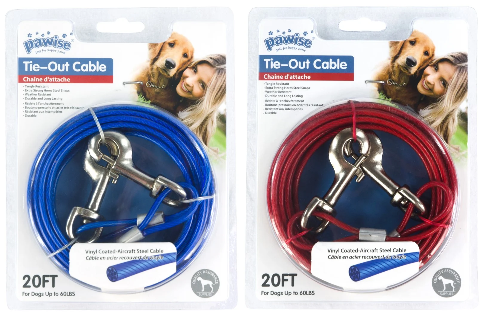 Longe d’attache en câble d’acier gainé de vinyle, 7 m – Pawise Tie Out – Image 1