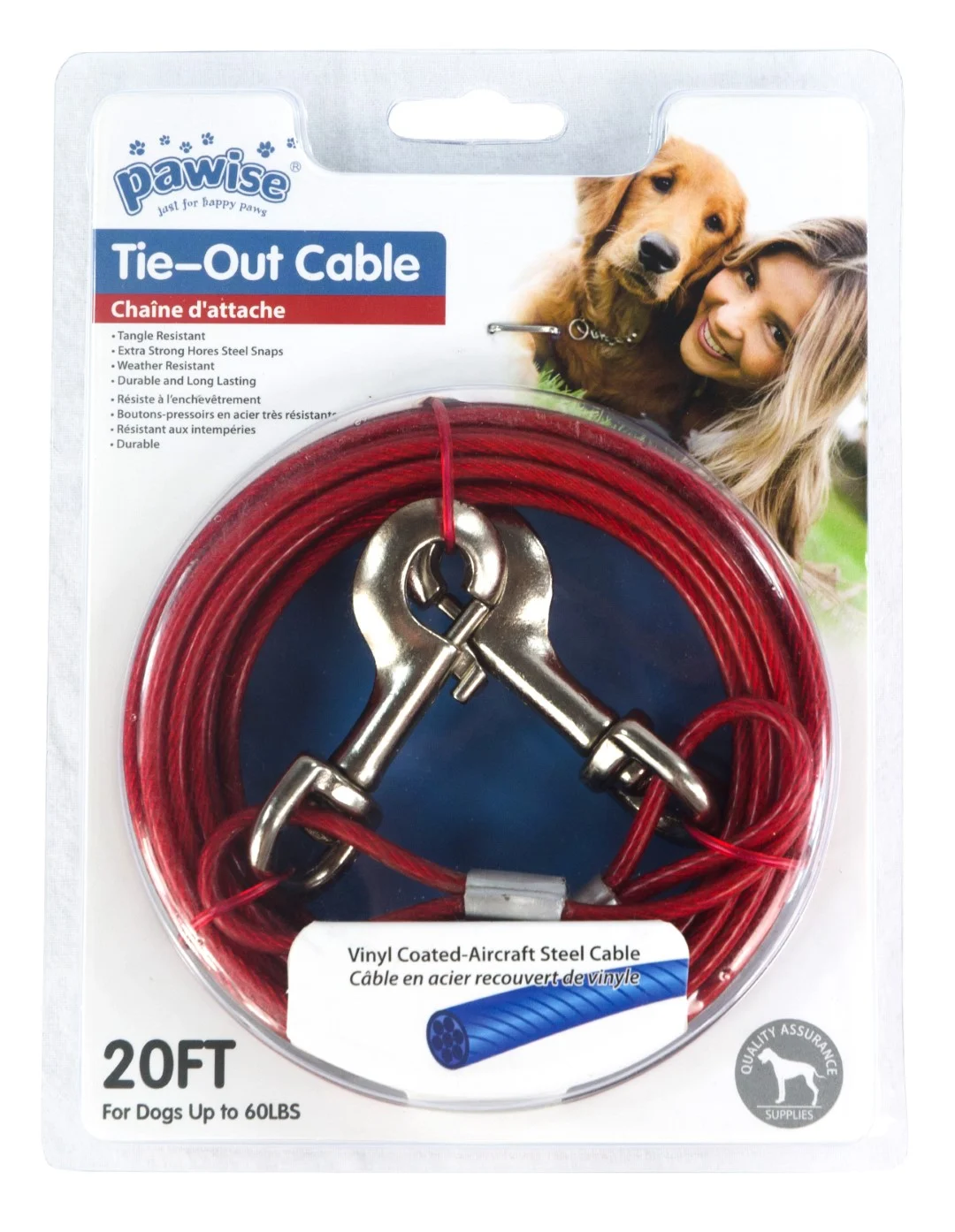 Longe d’attache en câble d’acier gainé de vinyle, 7 m – Pawise Tie Out – Image 3
