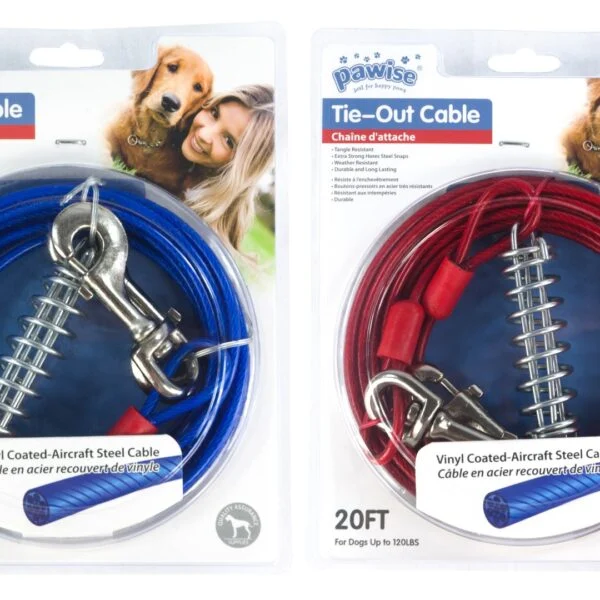 Longe d’attache en câble d’acier gainé de vinyle, 7 m – Pawise Tie Out Heavy Duty