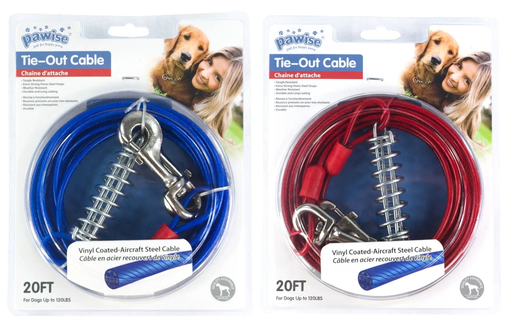 Longe d’attache en câble d’acier gainé de vinyle, 7 m – Pawise Tie Out Heavy Duty – Image 1