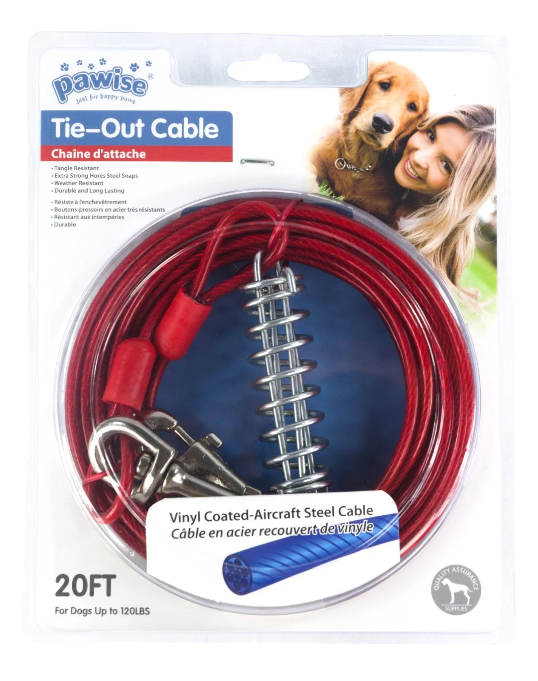 Longe d’attache en câble d’acier gainé de vinyle, 7 m – Pawise Tie Out Heavy Duty – Image 2