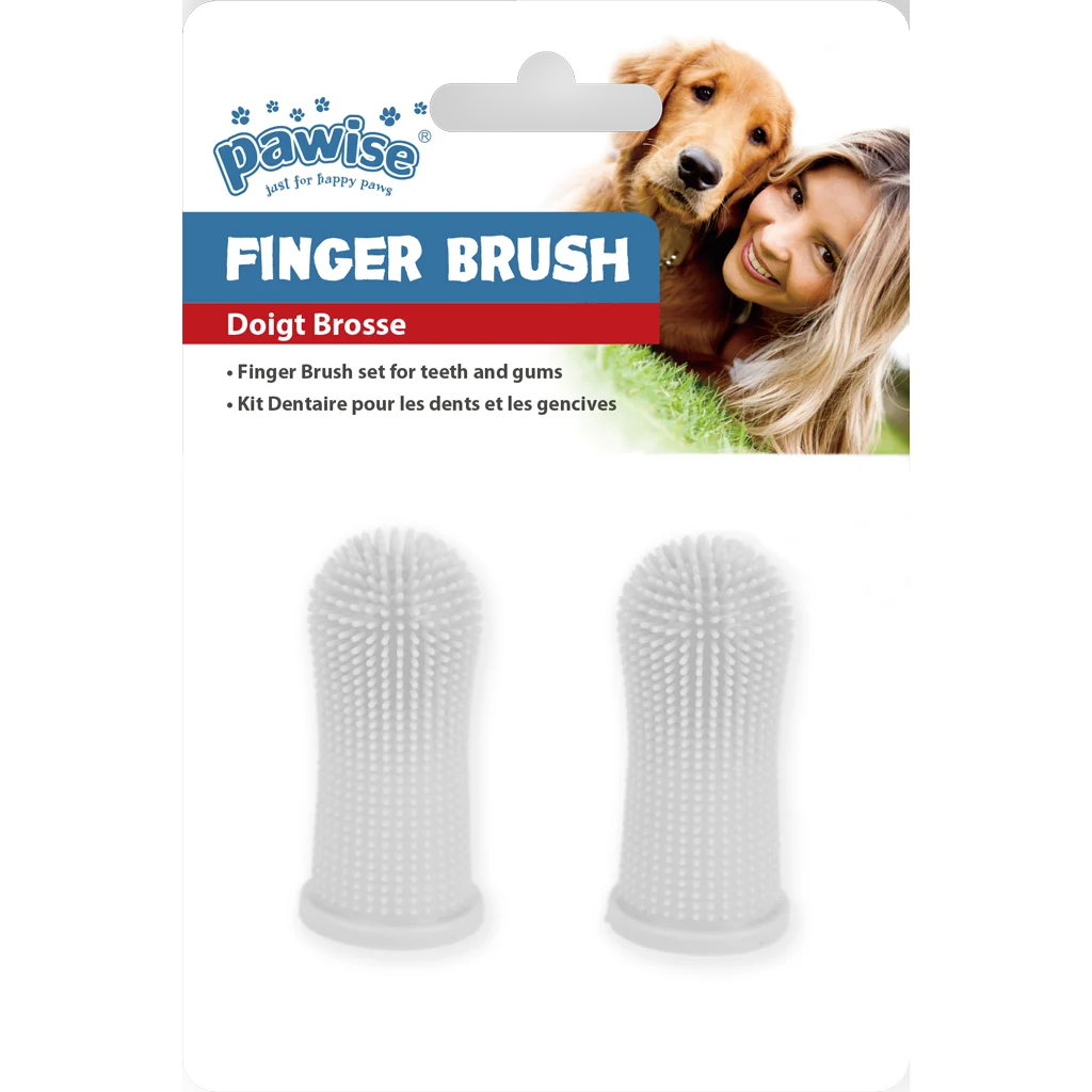Brosses à dents à doigt en silicone pour chiens, 2 pièces – Pawise Finger Brush – Image 1