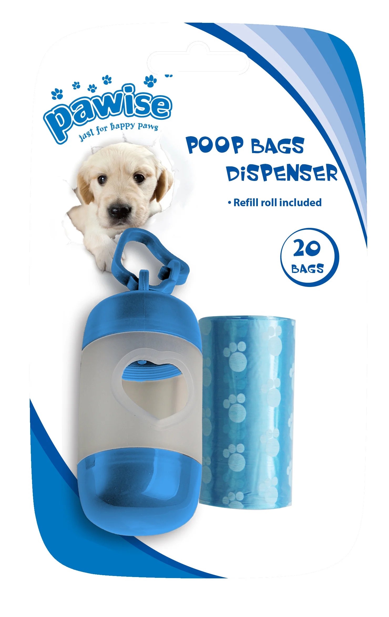 Distributeur de sacs à déjections avec 2 rouleaux de 20 sacs, pour laisse ou pantalon – Pawise Poop Bag Dispenser – Image 2