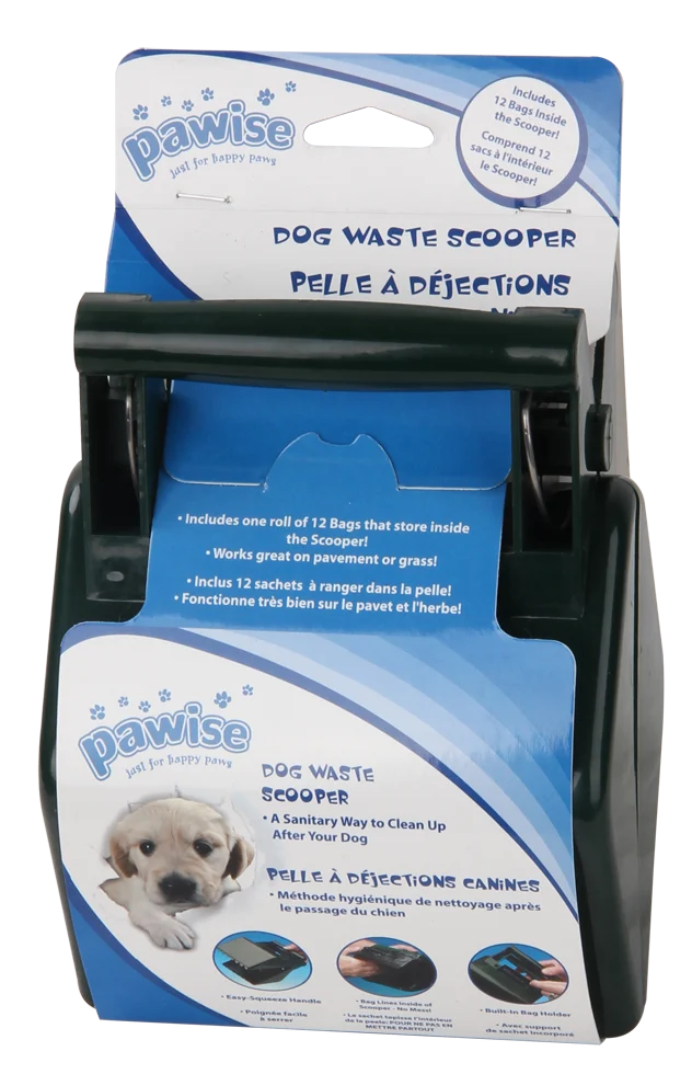 Pelle à déjections canines pour l’herbe et le trottoir, avec 12 sacs, 13,6 x 19 cm – Pawise Waste Scooper – Image 2