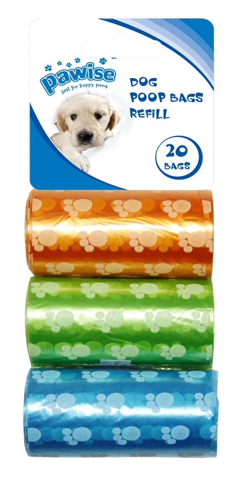 Recharge de sacs à déjections, 3 rouleaux de 20 sacs – Pawise Refill Poop Bag 3-Pack – Image 1