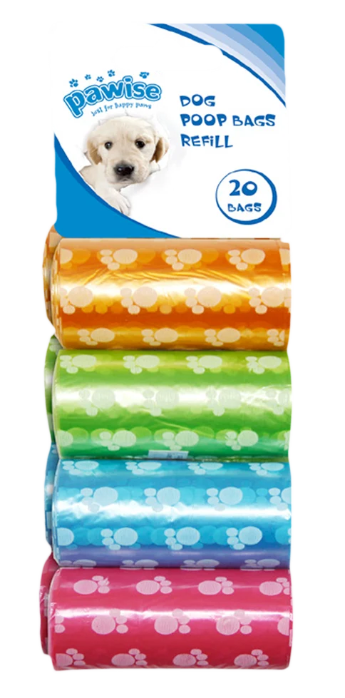 PAWI11598.png Sacs à déjections canines de recharge, 8 rouleaux de 20 sacs – Pawise Refill Poop Bag 8-pack – Image 1