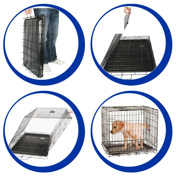 Cage pour chien en fil d’acier pliable, 122 x 76 x 84 cm – Pawise Wire Dog Crate XXL