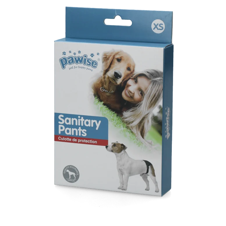 PAWI13030.png Culotte de chaleurs pour chien avec 1 serviette absorbante, tour de ventre de 16 à 23 cm – Pawise Sanitary Pants XS – Image 1