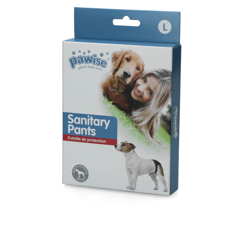 PAWI13033.png Culotte de chaleurs pour chien avec 1 protection absorbante, tour de ventre de 40 à 49 cm – Pawise Sanitary Pants L – Image 1