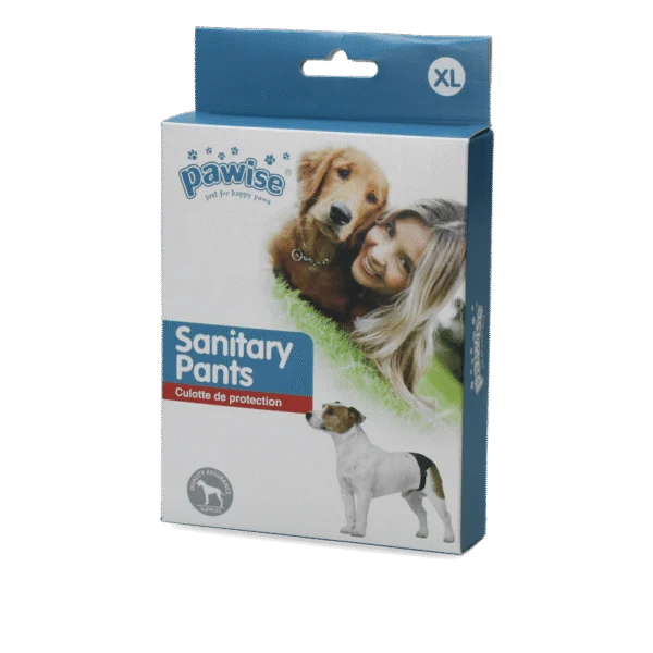Culotte de chaleurs pour chien avec 1 protection absorbante, tour de ventre de 50 à 59 cm – Pawise Sanitary Pants XL