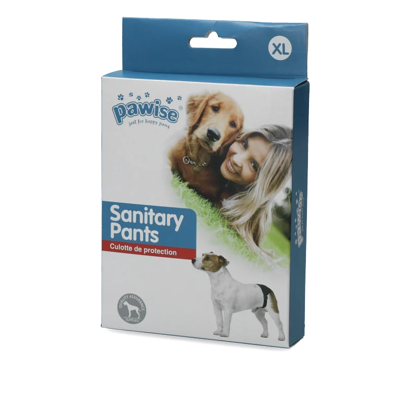 Culotte de chaleurs pour chien avec 1 protection absorbante, tour de ventre de 50 à 59 cm – Pawise Sanitary Pants XL – Image 1