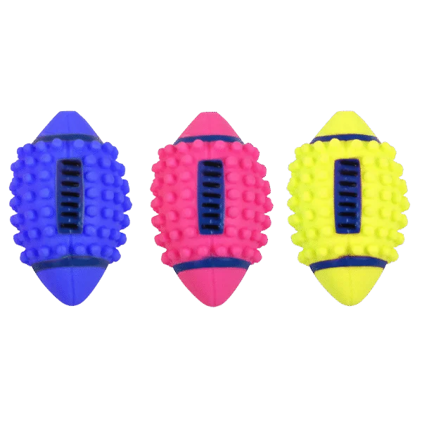 Balle de football pour chien en vinyle avec couineur, 12,5 cm – Pawise Vinyl spiky football