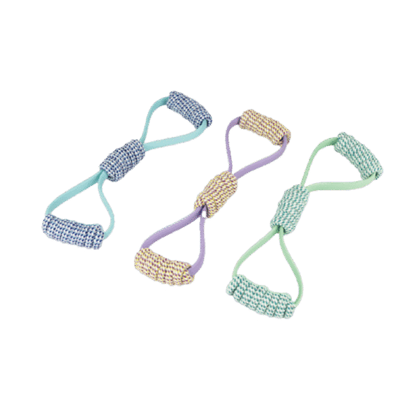 Jouet de traction pour chien en forme de huit, en corde et plastique, assortiment, Pawise Play-N-Tug Rope 8
