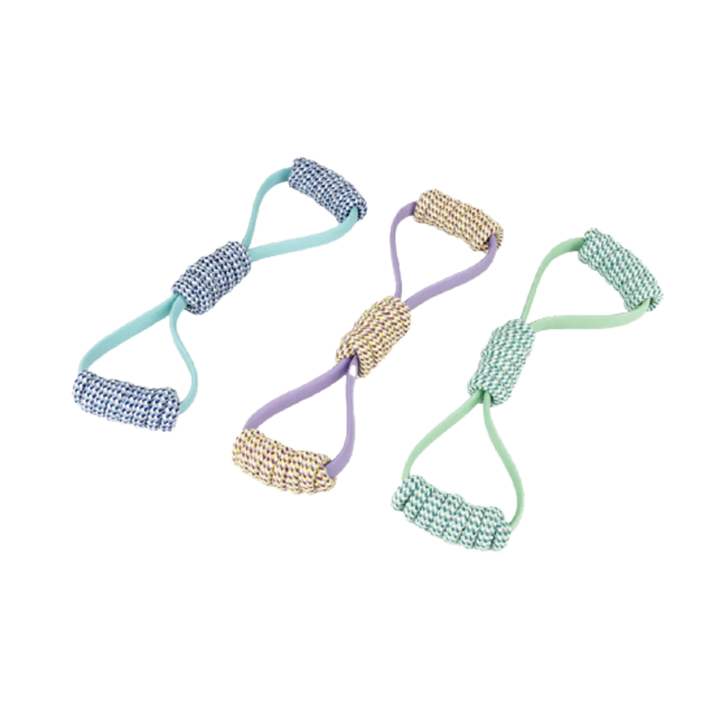 PAWI14614.png Jouet de traction pour chien en forme de huit, en corde et plastique, assortiment, Pawise Play-N-Tug Rope 8 – Image 1