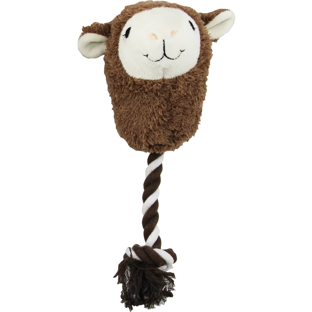 Peluche pour chien en forme d’alpaga avec corde et couineur, assortiment – Pawise Alpaca Doll With Rope – Image 1