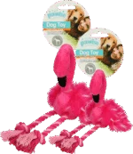 Peluche pour chien flamant rose avec couineur et pattes en corde, rose, env. 38 x 20 x 10 cm – Pawise Flamingo L – Image 3