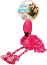 Peluche pour chien flamant rose avec couineur et pattes en corde, rose, env. 38 x 20 x 10 cm – Pawise Flamingo L