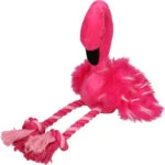 Peluche pour chien flamant rose avec couineur et pattes en corde, rose, env. 38 x 20 x 10 cm – Pawise Flamingo L – Image 2