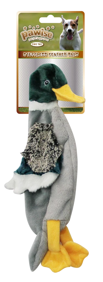 PAWI15073-1.png Peluche pour chien canard L sans rembourrage avec couineur, 45 cm – Pawise Stuffless Feather Pals – Image 1