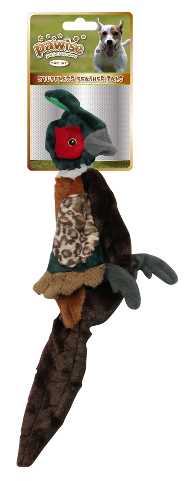 PAWI15075.png Peluche pour chien faisan S sans rembourrage avec couineur, 37 cm – Pawise Stuffless Feather Pals – Image 1