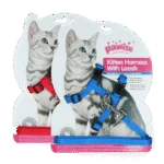 Harnais pour chat avec laisse, taille S, coloris assortis rouge ou bleu – Pawise Kitten Harness With Leash