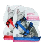 Harnais pour chat avec laisse, taille L, coloris assortis rouge ou bleu – Pawise Kitten Harness With Leash