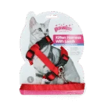 Harnais pour chat avec laisse, taille L, coloris assortis rouge ou bleu – Pawise Kitten Harness With Leash – Image 2