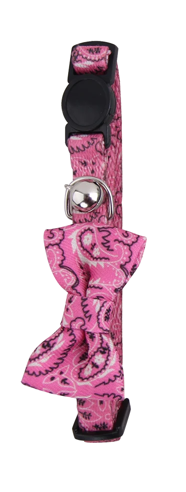 PAWI28020.png Collier pour chat avec nœud rose – Pawise Cat Collar With Bowknot – Image 1