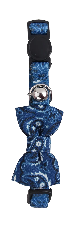 PAWI28022.png Collier pour chat avec nœud papillon bleu – Pawise Cat Collar With Bowknot – Image 1