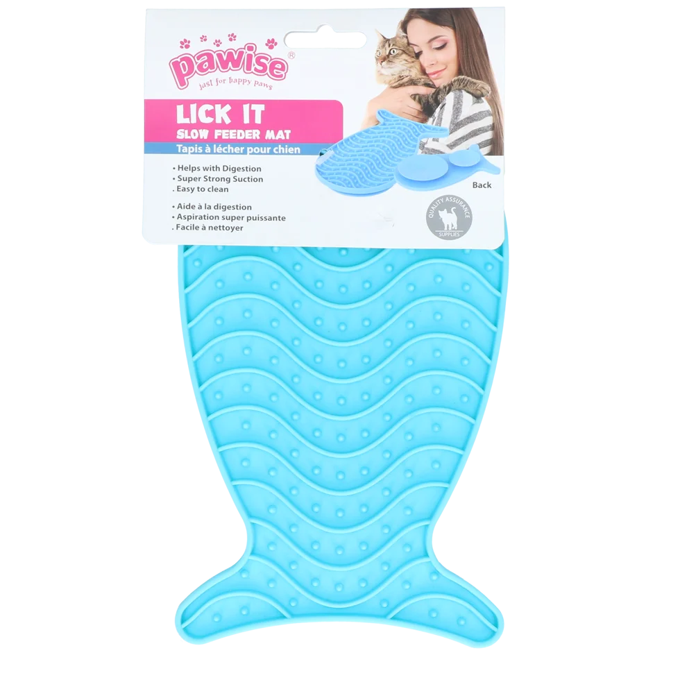 Tapis de léchage pour chat en forme de poisson avec 2 ventouses, 23 x 13 cm – Pawise Lick It – Image 1
