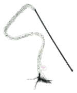 Canne à pêche pour chat avec queue en peluche et plumes, baguette de 46 cm – Pawise Cat Teaser Plush Tail – Image 2
