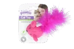 Souris en laine avec herbe à chat et plumes, 14 cm – Pawise Cat Toy Wool Mouse – Image 3