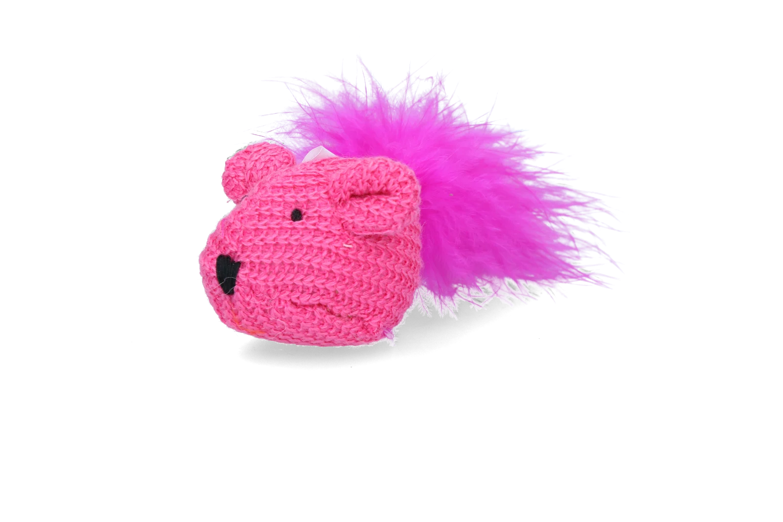 Souris en laine avec herbe à chat et plumes, 14 cm – Pawise Cat Toy Wool Mouse – Image 5