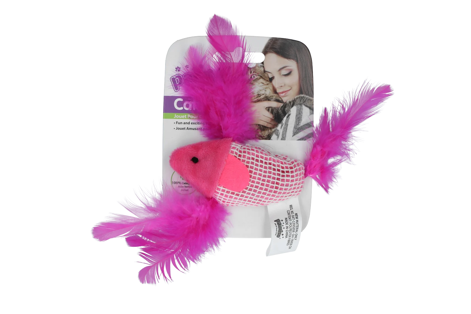 Jouet poisson pour chat avec herbe à chat et plumes – Pawise 100% Catnip Toy Vis – Image 2