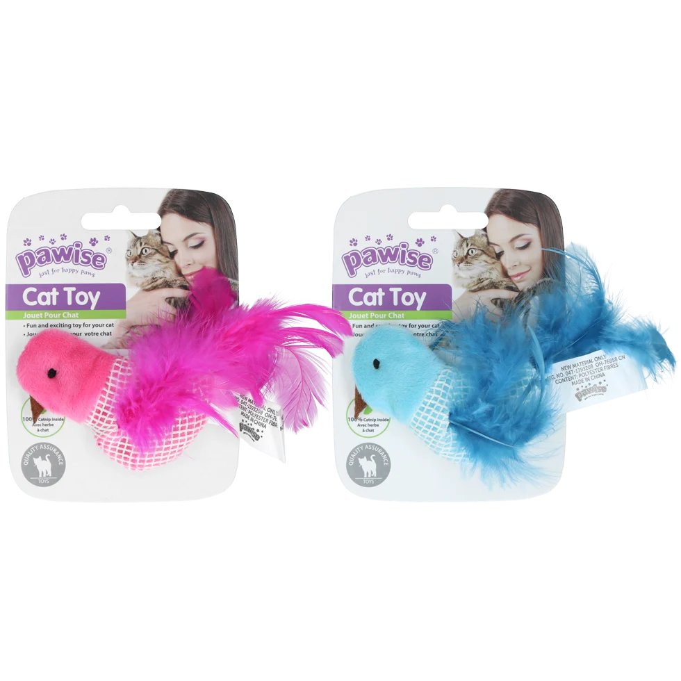 Jouet oiseau pour chat avec catnip et plumes – Pawise 100% Catnip Toy Vogel – Image 1