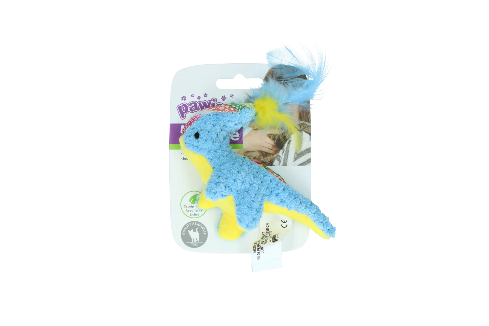 Peluche pour chat avec herbe à chat et plumes, 12 x 12 cm – Pawise meow meow life Dinosaurus – Image 4