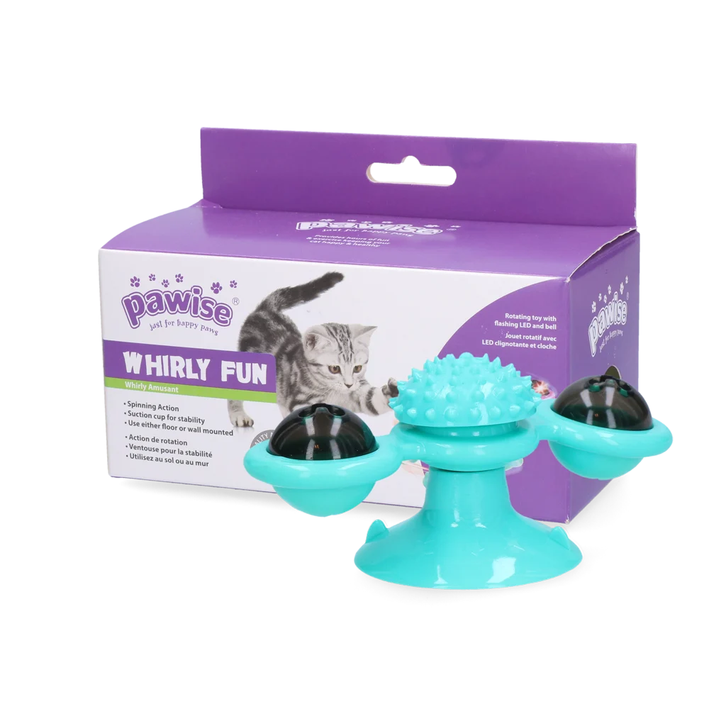 Jouet rotatif pour chat avec ventouse et grelot – Pawise Twirly Whirly Cat Toy – Image 1