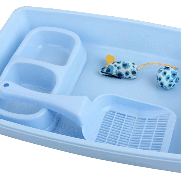 Set de démarrage pour chaton avec bac à litière et gamelle, bleu – Pawise Kitten Starter Set