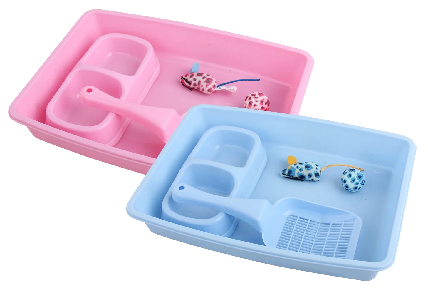 Kit de démarrage pour chaton avec bac à litière et gamelles, rose – Pawise Kitten Starter Set – Image 2