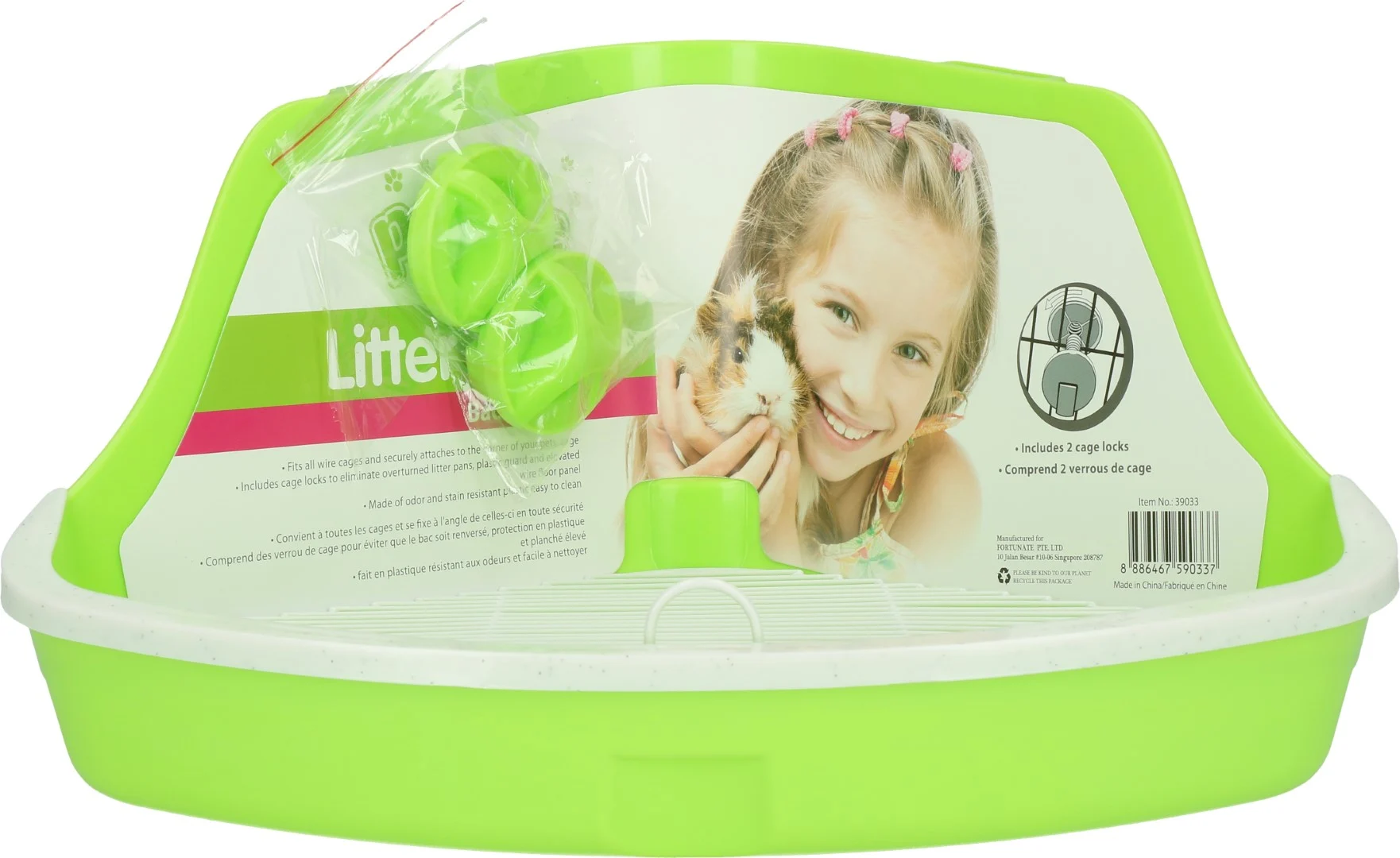 Bac à litière d’angle pour cages à barreaux, 32 x 22 x 14,5 cm – Pawise Litter Pan S – Image 1